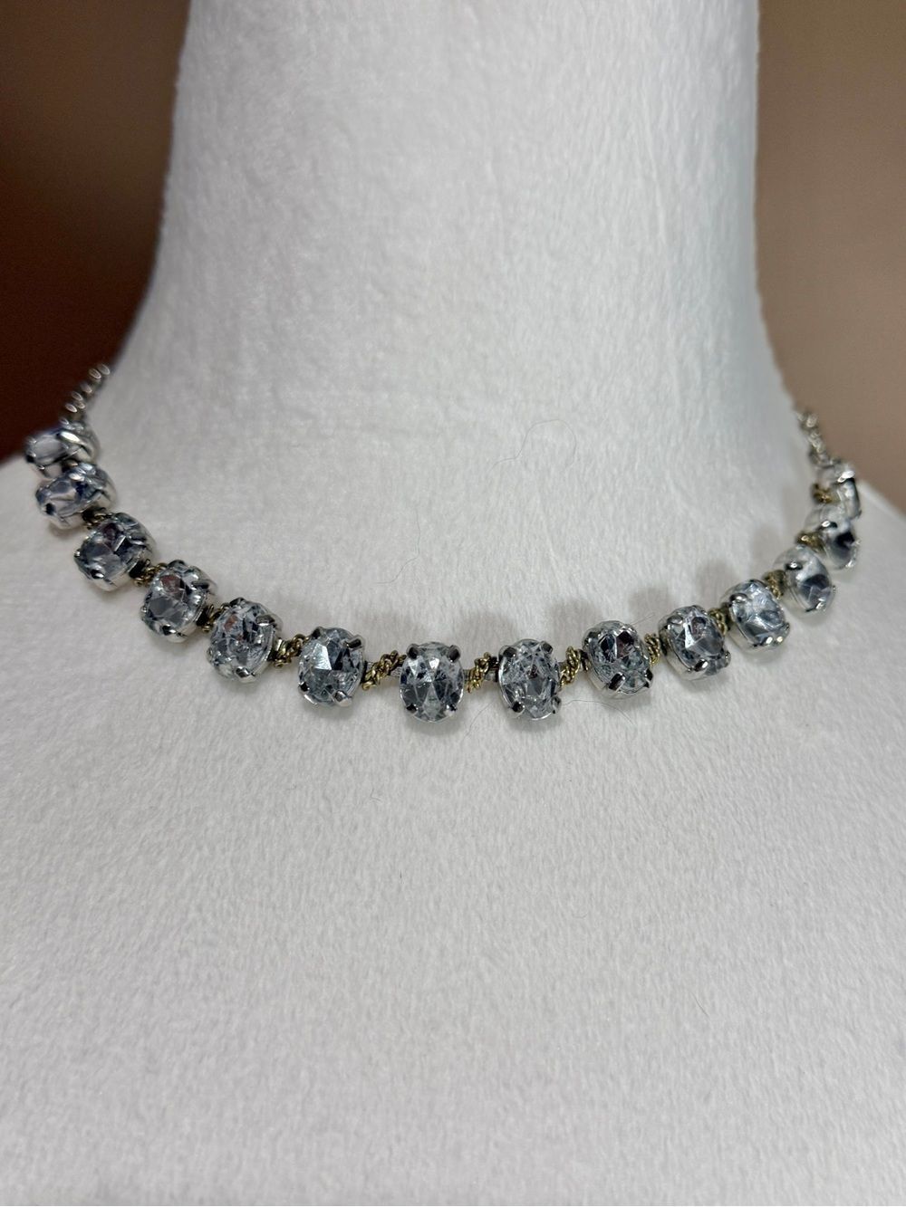 American Eagle Outfitters Silver Icy White Crystal Choker Necklace